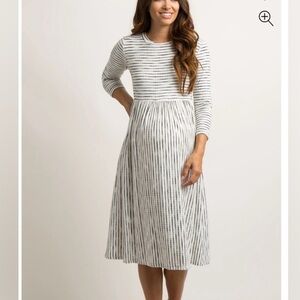 Sew In Love Striped Maternity Midi Dress, size small